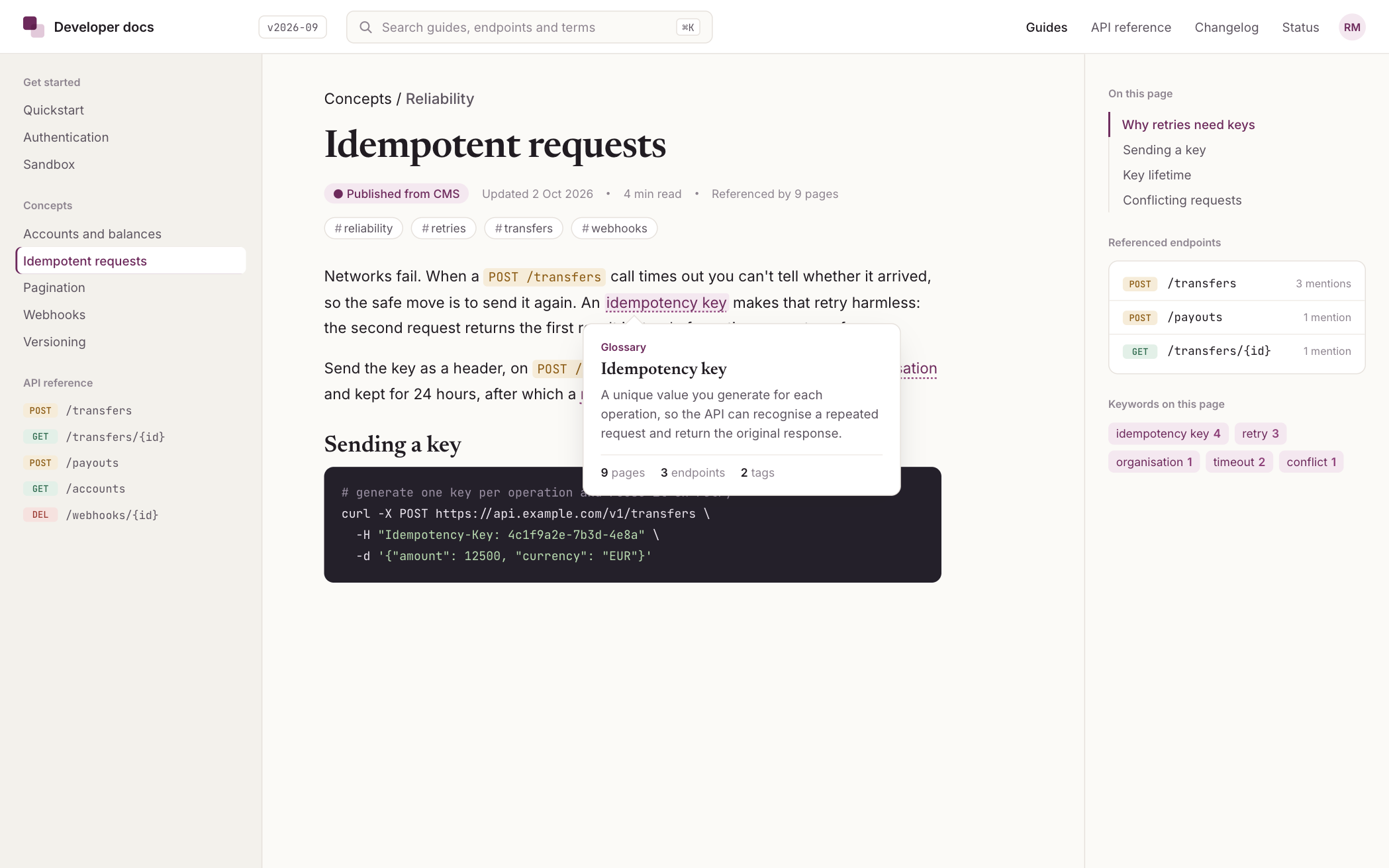 Financial institution developer documentation app